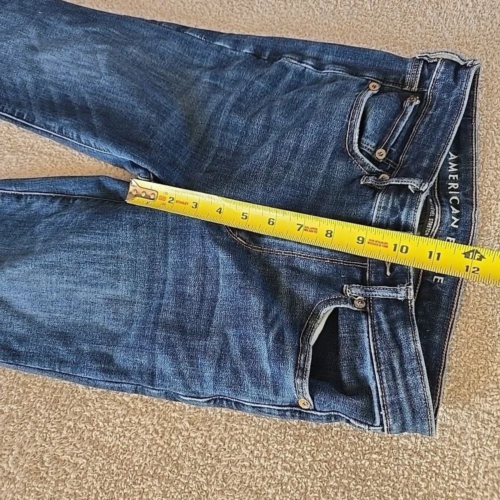 American Eagle Next Level Stretch Super Hi-Rise Flare Dark Wash Denim Jeans Sz 6